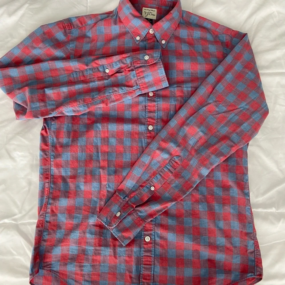 J. Crew Slim Fit Red and Blue Check Button-Down Shirt